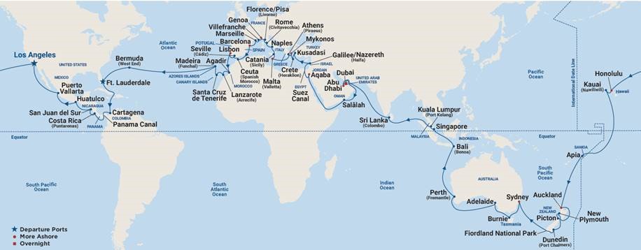 Princess World Cruise 2024 Map